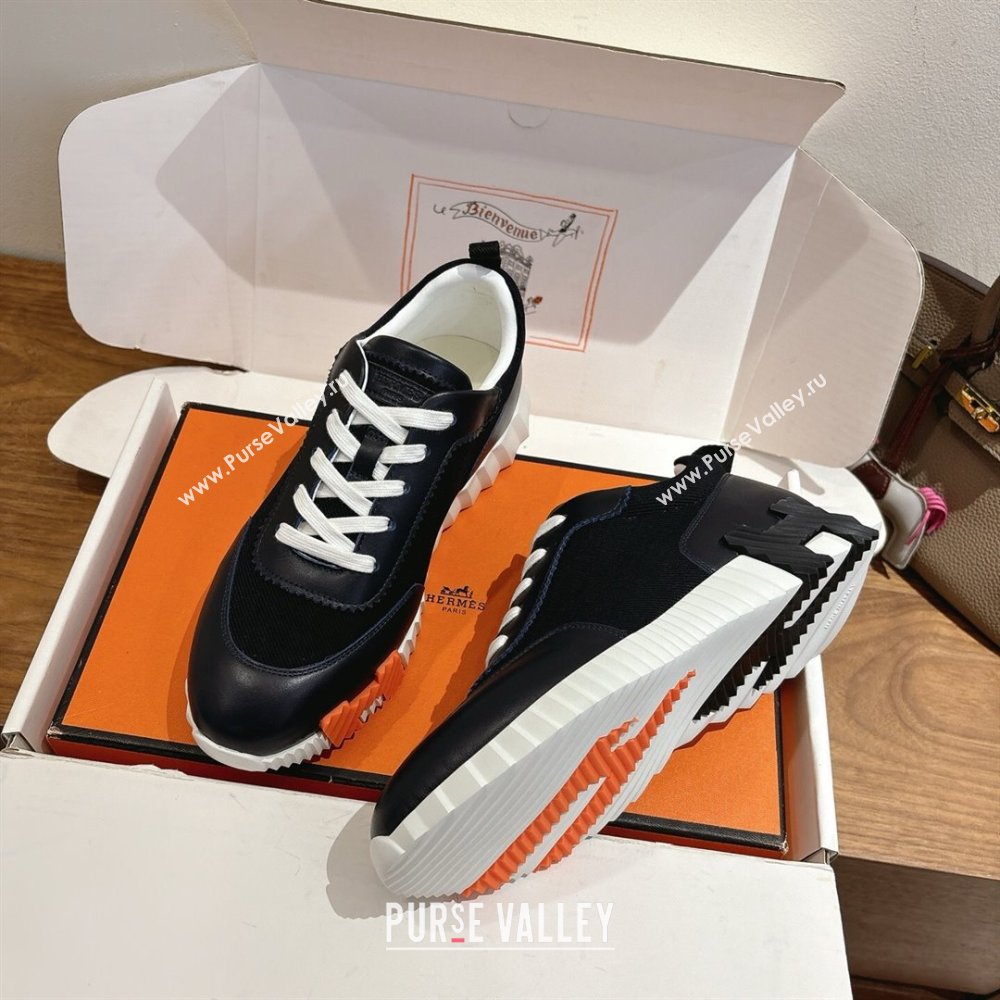 Hermes Bouncing Sneakers in Fabric and Leather Dark Blue 2025 1222 (MD-251222038)