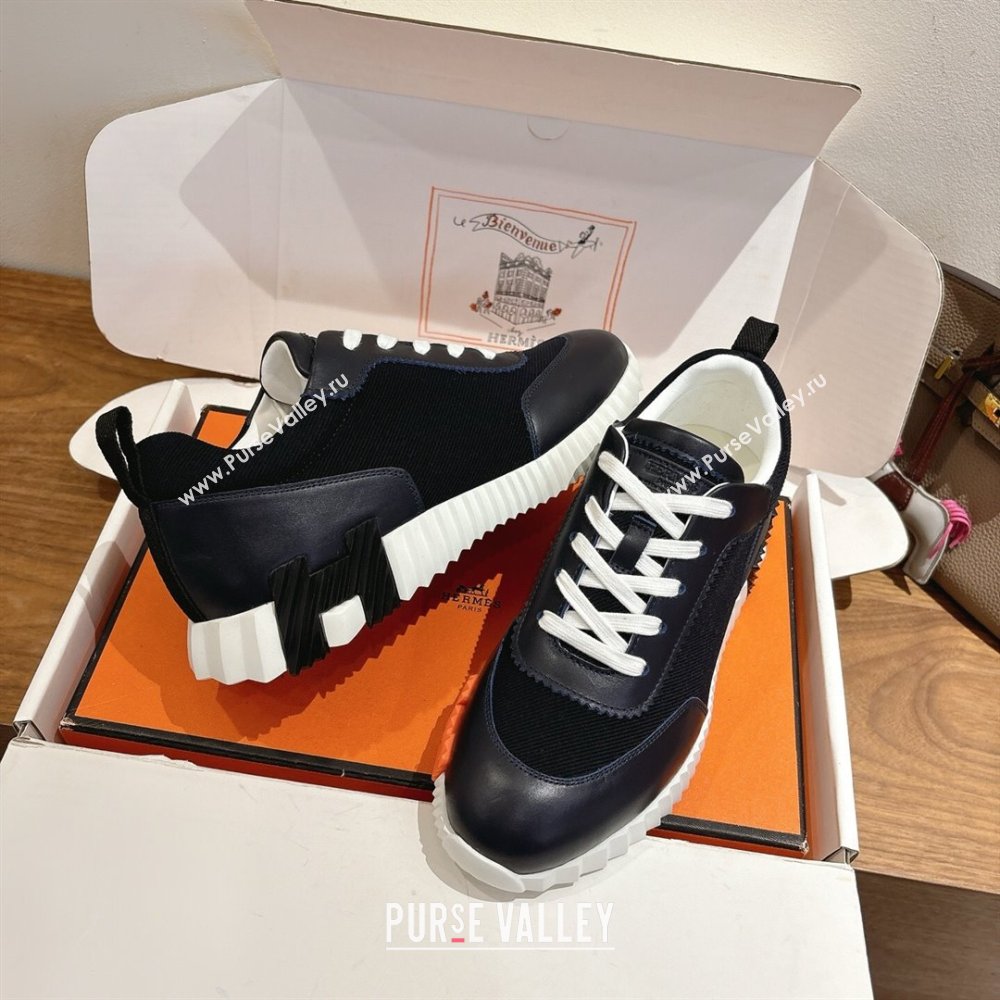 Hermes Bouncing Sneakers in Fabric and Leather Dark Blue 2025 1222 (MD-251222038)