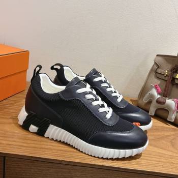 Hermes Bouncing Sneakers in Fabric and Leather Dark Blue 2025 1222 (MD-251222038)