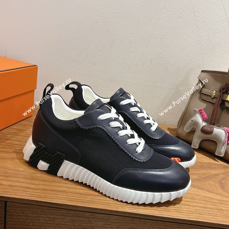 Hermes Bouncing Sneakers in Fabric and Leather Dark Blue 2025 1222 (MD-251222038)