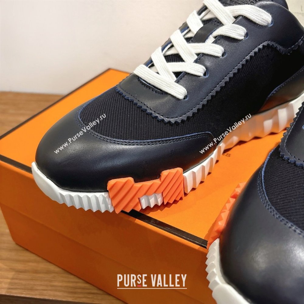 Hermes Bouncing Sneakers in Fabric and Leather Dark Blue 2025 1222 (MD-251222038)