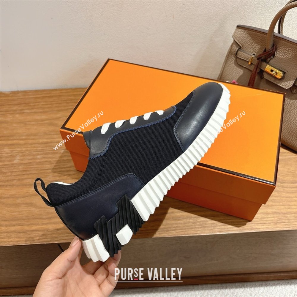 Hermes Bouncing Sneakers in Fabric and Leather Dark Blue 2025 1222 (MD-251222038)