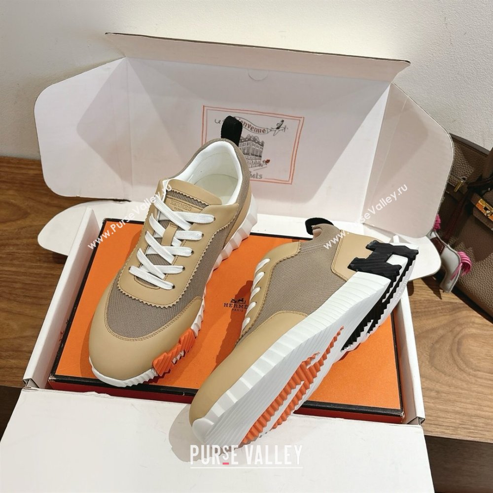 Hermes Bouncing Sneakers in Fabric and Leather Beige Yellow 2025 1222 (MD-251222039)