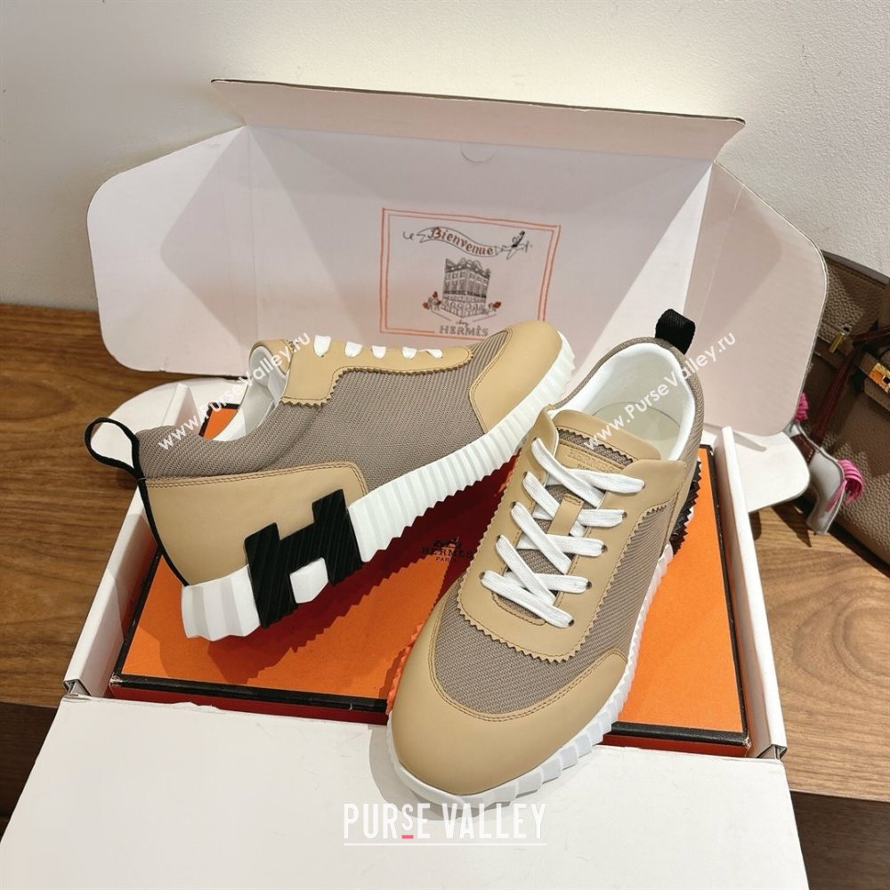 Hermes Bouncing Sneakers in Fabric and Leather Beige Yellow 2025 1222 (MD-251222039)