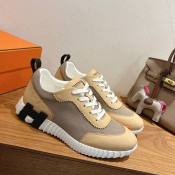 Hermes Bouncing Sneakers in Fabric and Leather Beige Yellow 2025 1222 (MD-251222039)