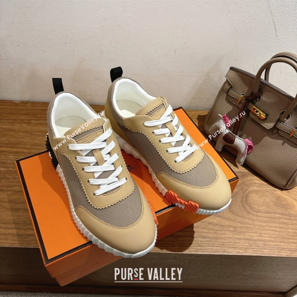 Hermes Bouncing Sneakers in Fabric and Leather Beige Yellow 2025 1222 (MD-251222039)