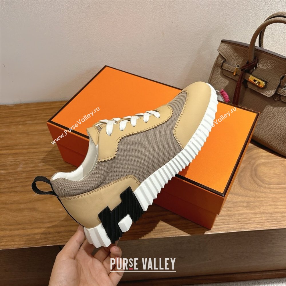 Hermes Bouncing Sneakers in Fabric and Leather Beige Yellow 2025 1222 (MD-251222039)