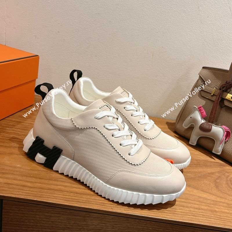 Hermes Bouncing Sneakers in Fabric and Leather Pale Grey 2025 1222 (MD-251222040)