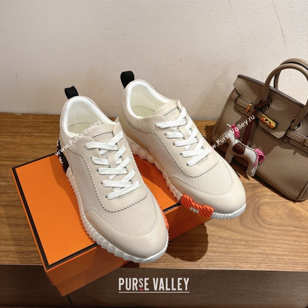 Hermes Bouncing Sneakers in Fabric and Leather Pale Grey 2025 1222 (MD-251222040)