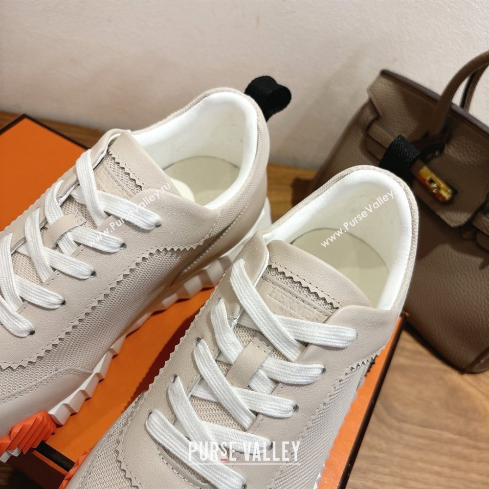 Hermes Bouncing Sneakers in Fabric and Leather Pale Grey 2025 1222 (MD-251222040)