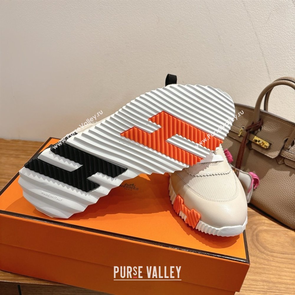 Hermes Bouncing Sneakers in Fabric and Leather Pale Grey 2025 1222 (MD-251222040)