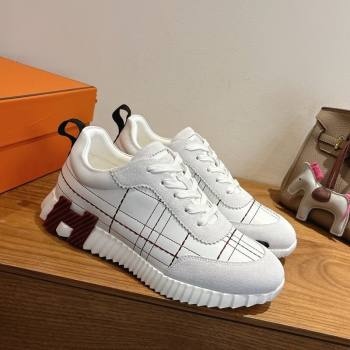 Hermes Bouncing Sneakers in Embroidered Leather and Suede White 2025 1222 (MD-251222041)