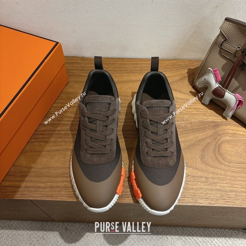 Hermes Bouncing Sneakers in Knit and Suede Brown 2025 1222 (MD-251222047)