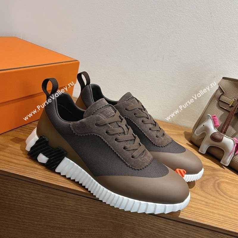 Hermes Bouncing Sneakers in Knit and Suede Brown 2025 1222 (MD-251222047)
