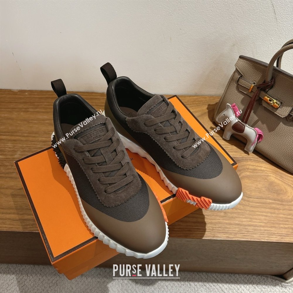 Hermes Bouncing Sneakers in Knit and Suede Brown 2025 1222 (MD-251222047)