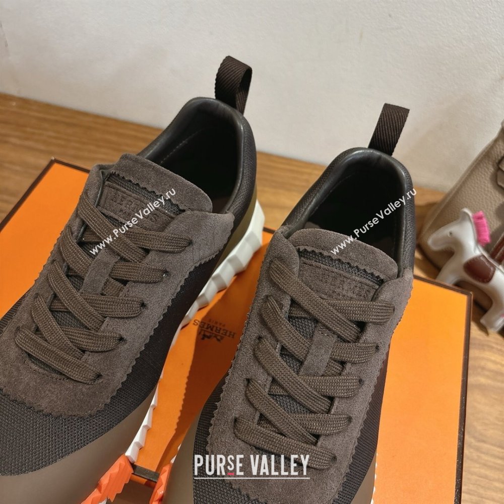 Hermes Bouncing Sneakers in Knit and Suede Brown 2025 1222 (MD-251222047)