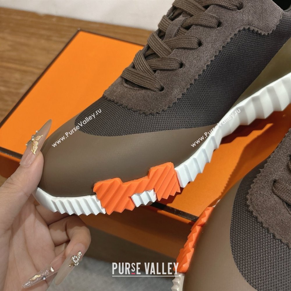 Hermes Bouncing Sneakers in Knit and Suede Brown 2025 1222 (MD-251222047)