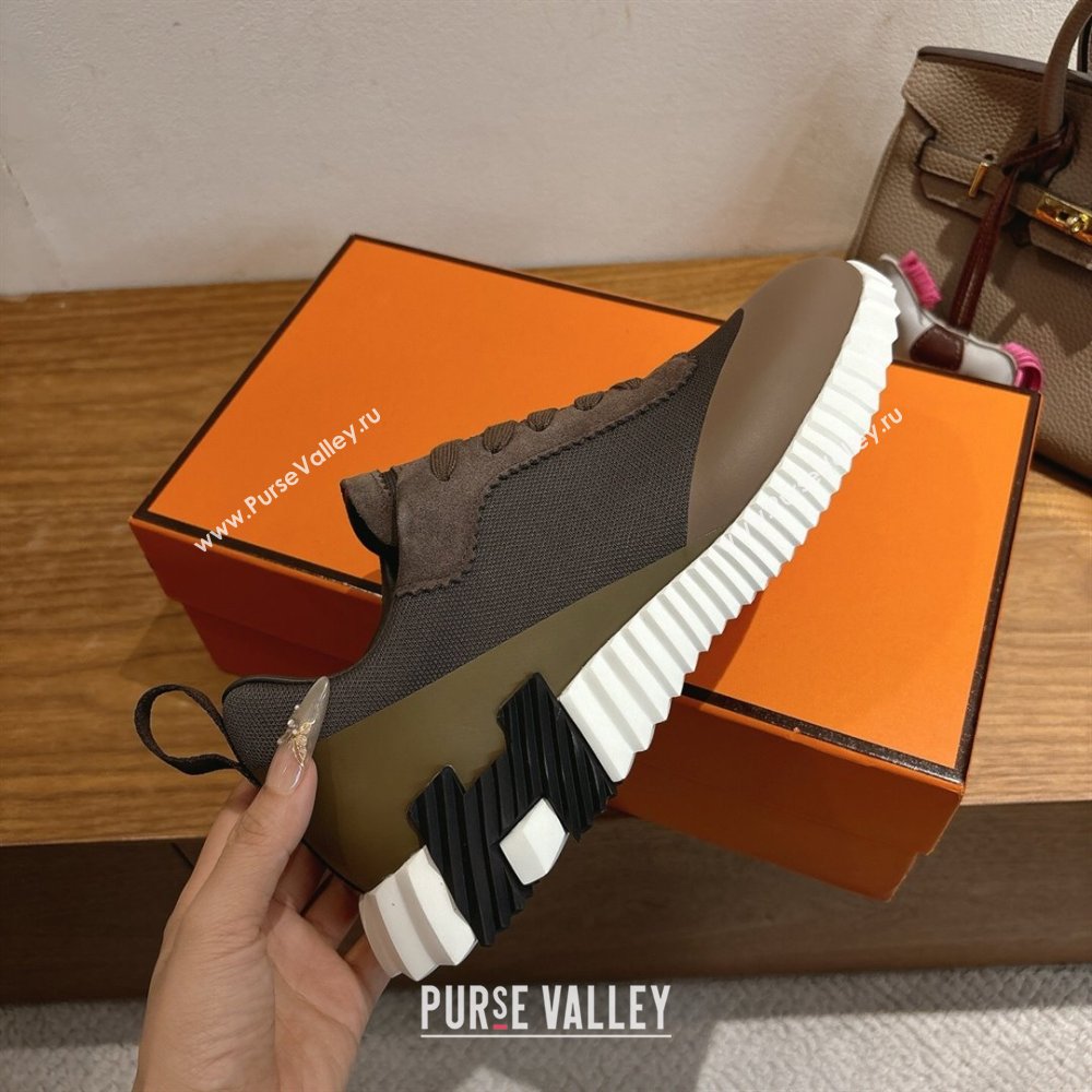 Hermes Bouncing Sneakers in Knit and Suede Brown 2025 1222 (MD-251222047)