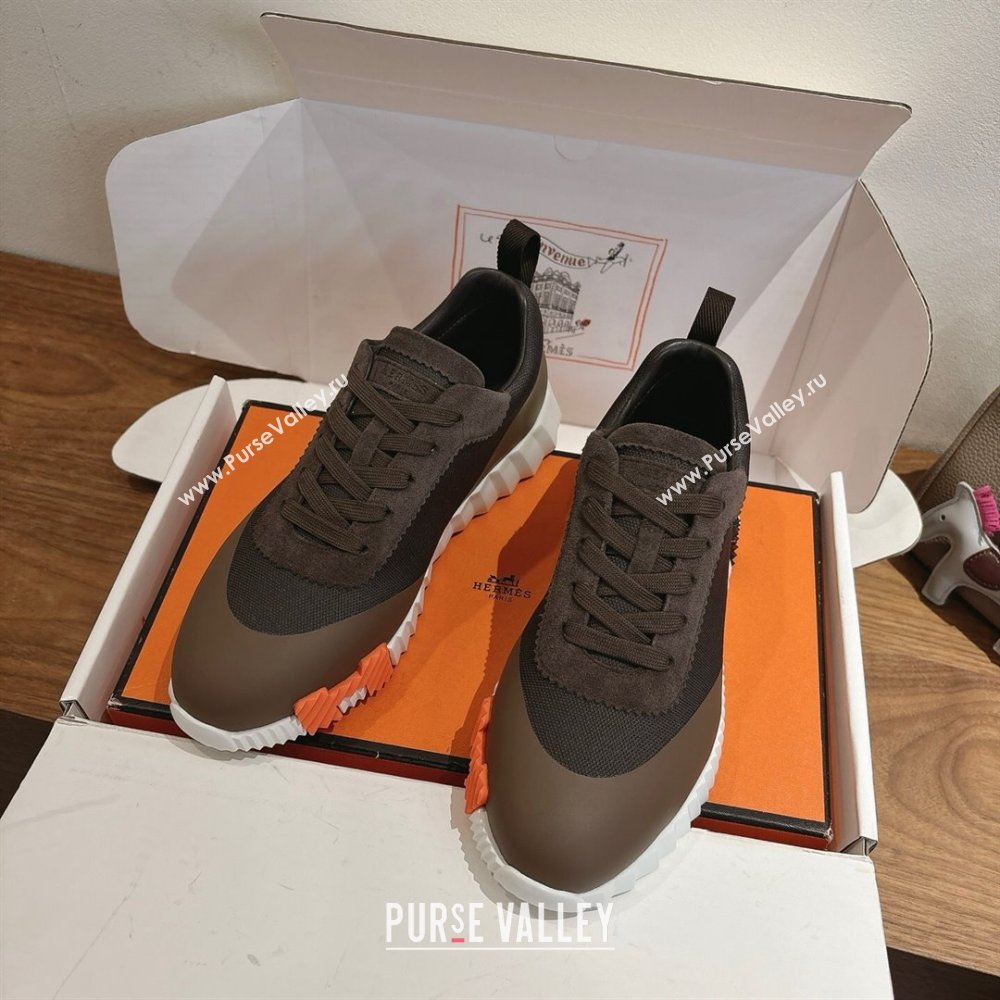 Hermes Bouncing Sneakers in Knit and Suede Brown 2025 1222 (MD-251222047)