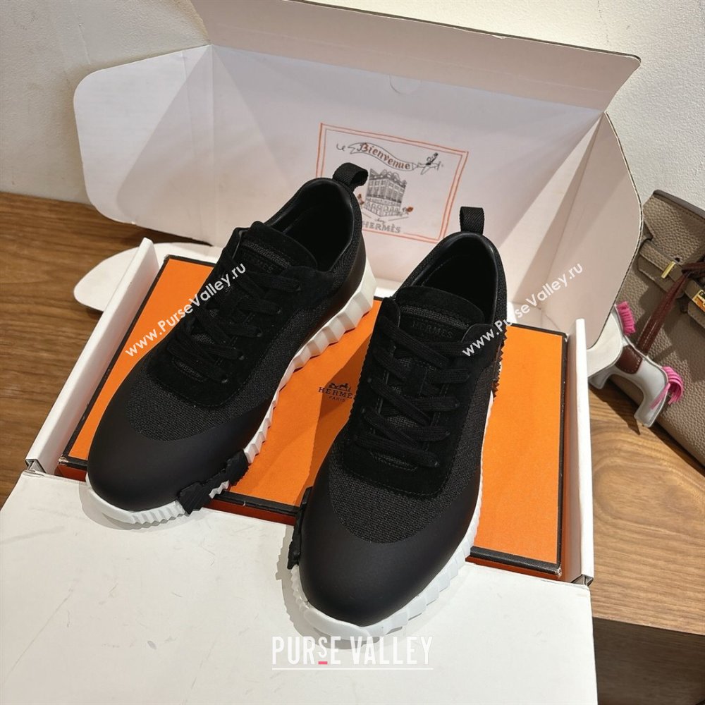 Hermes Bouncing Sneakers in Knit and Suede Black 2025 1222 (MD-251222048)