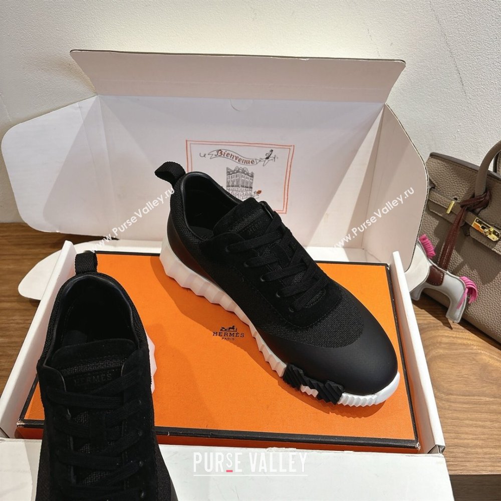 Hermes Bouncing Sneakers in Knit and Suede Black 2025 1222 (MD-251222048)