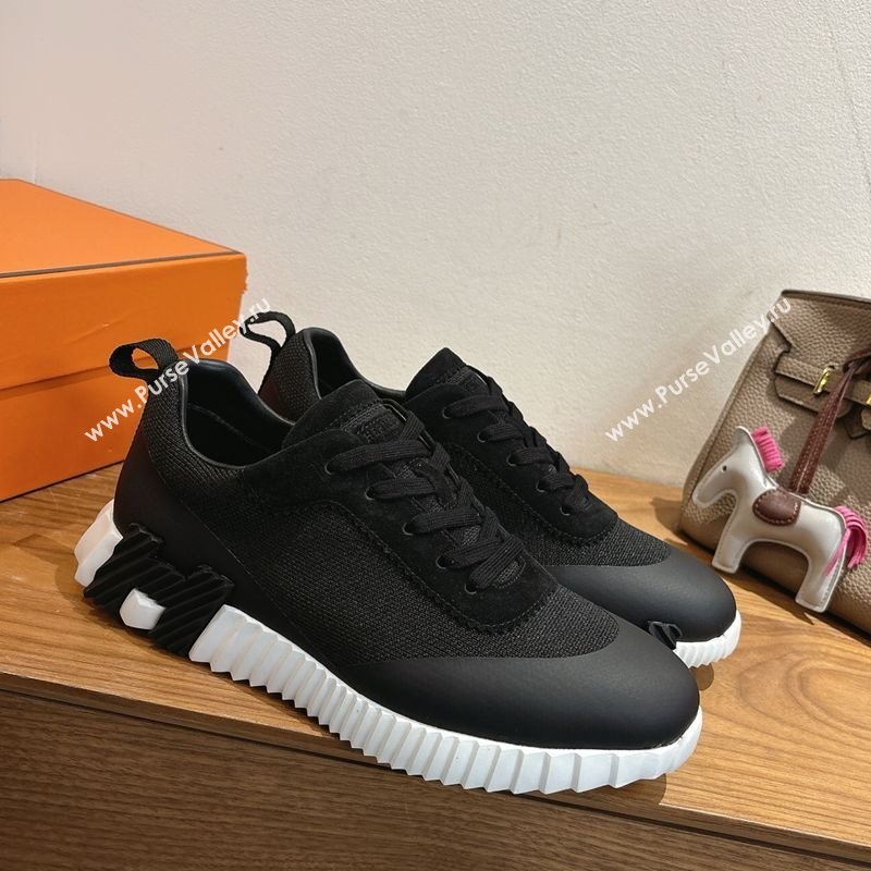 Hermes Bouncing Sneakers in Knit and Suede Black 2025 1222 (MD-251222048)