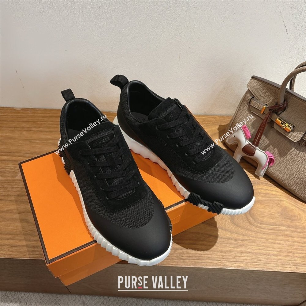 Hermes Bouncing Sneakers in Knit and Suede Black 2025 1222 (MD-251222048)