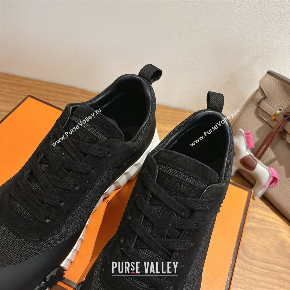 Hermes Bouncing Sneakers in Knit and Suede Black 2025 1222 (MD-251222048)