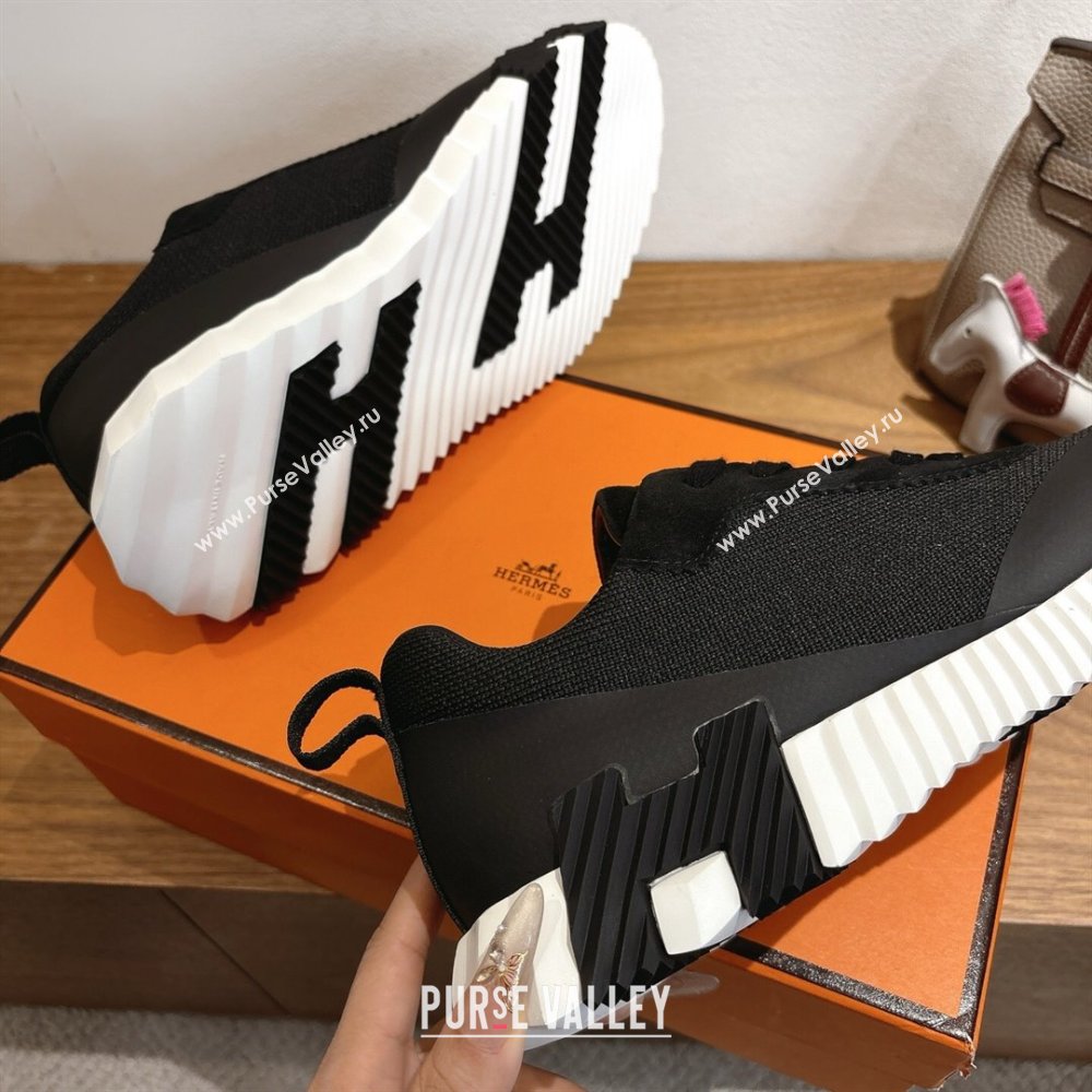 Hermes Bouncing Sneakers in Knit and Suede Black 2025 1222 (MD-251222048)