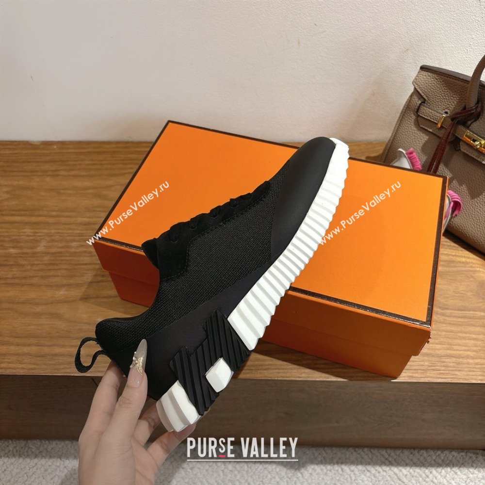Hermes Bouncing Sneakers in Knit and Suede Black 2025 1222 (MD-251222048)