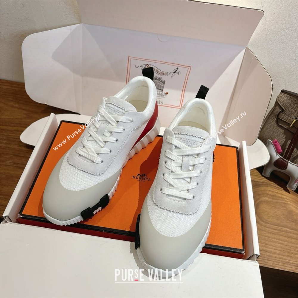 Hermes Bouncing Sneakers in Knit and Suede White 2025 1222 (MD-251222049)