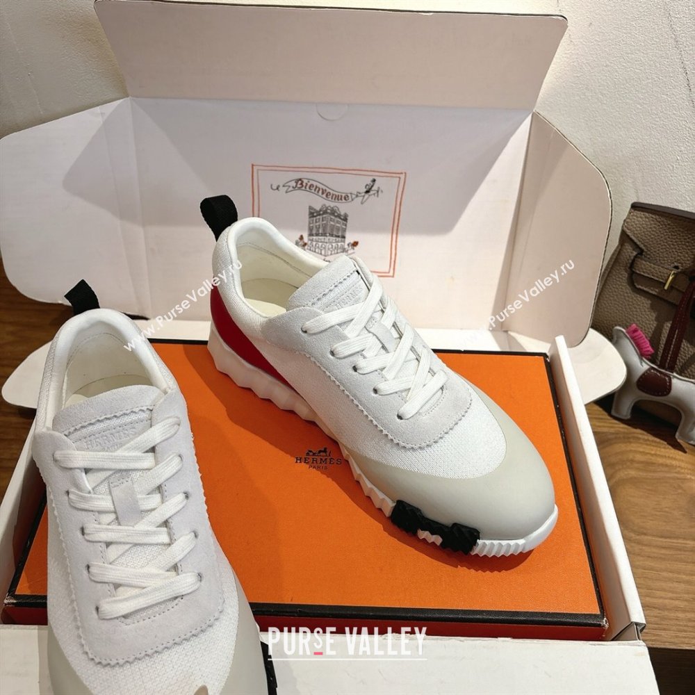 Hermes Bouncing Sneakers in Knit and Suede White 2025 1222 (MD-251222049)