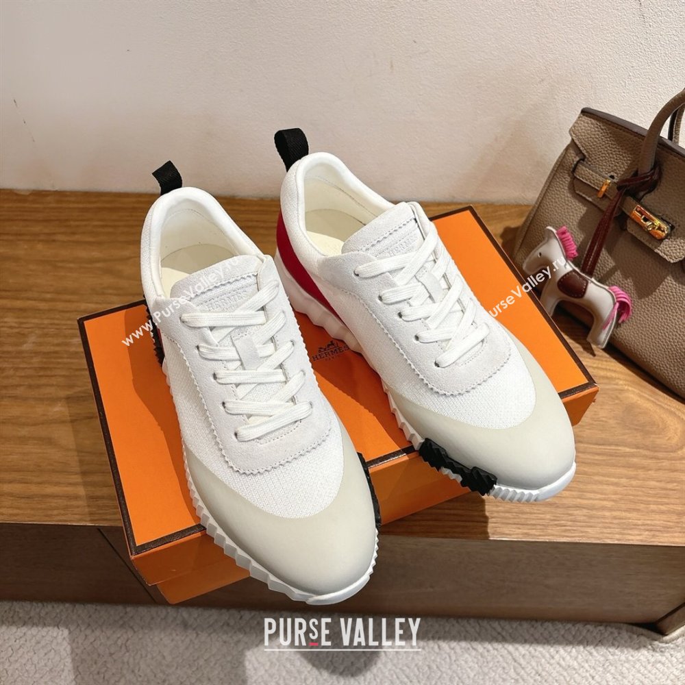 Hermes Bouncing Sneakers in Knit and Suede White 2025 1222 (MD-251222049)