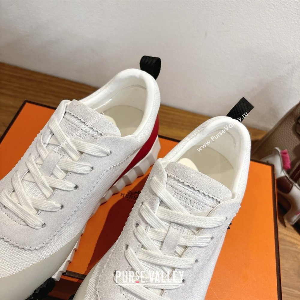 Hermes Bouncing Sneakers in Knit and Suede White 2025 1222 (MD-251222049)