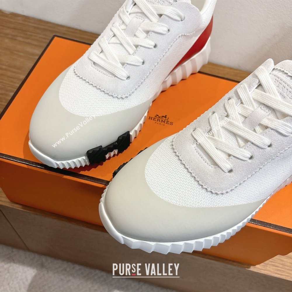 Hermes Bouncing Sneakers in Knit and Suede White 2025 1222 (MD-251222049)