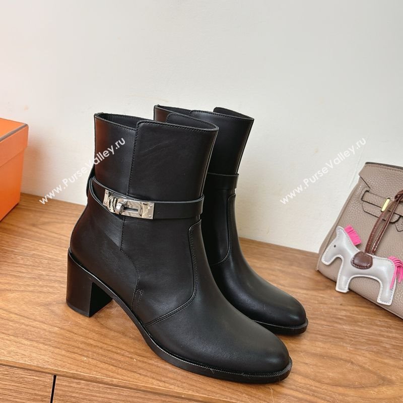 Hermes Neo Heel Ankle Boots in Calfskin Leather Black 2025 (XC-251222007)