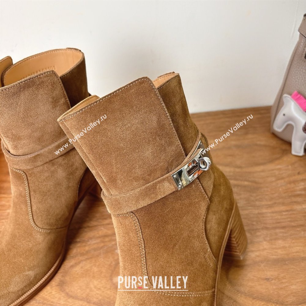 Hermes Neo Heel Ankle Boots in Suede Taupe Brown 2025 (XC-251222008)