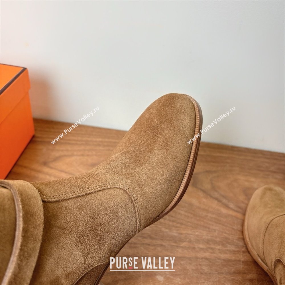 Hermes Neo Heel Ankle Boots in Suede Taupe Brown 2025 (XC-251222008)