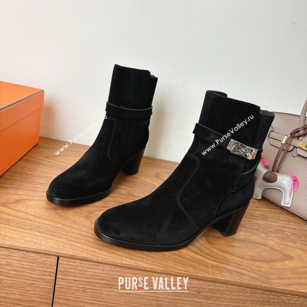 Hermes Neo Heel Ankle Boots in Suede Black 2025 (XC-251222009)