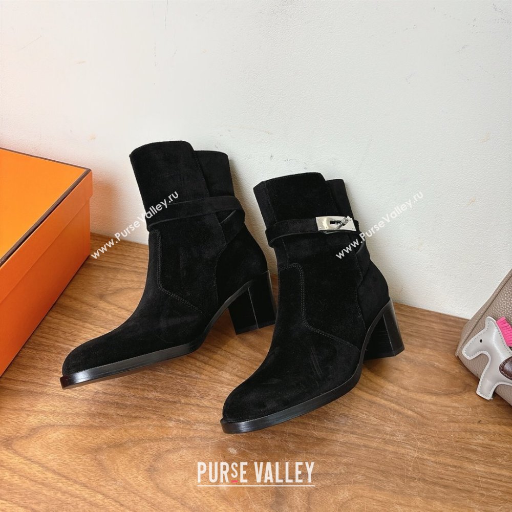 Hermes Neo Heel Ankle Boots in Suede Black 2025 (XC-251222009)
