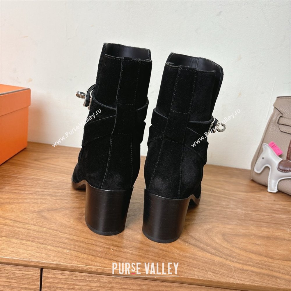 Hermes Neo Heel Ankle Boots in Suede Black 2025 (XC-251222009)