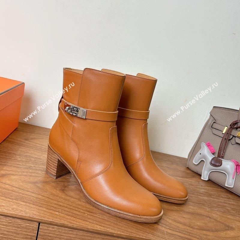 Hermes Neo Heel Ankle Boots in Calfskin Leather Brown 2025 (XC-251222010)