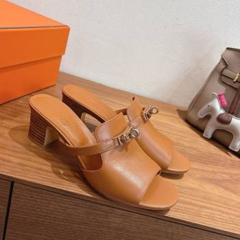 Hermes Kelly Strap Low Heel Slides Sandal in Calfskin Leather Brown2 2025 HS122201 (XC-251222120)
