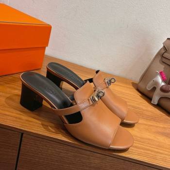 Hermes Kelly Strap Low Heel Slides Sandal in Calfskin Leather Brown/Black 2025 HS122201 (XC-251222121)