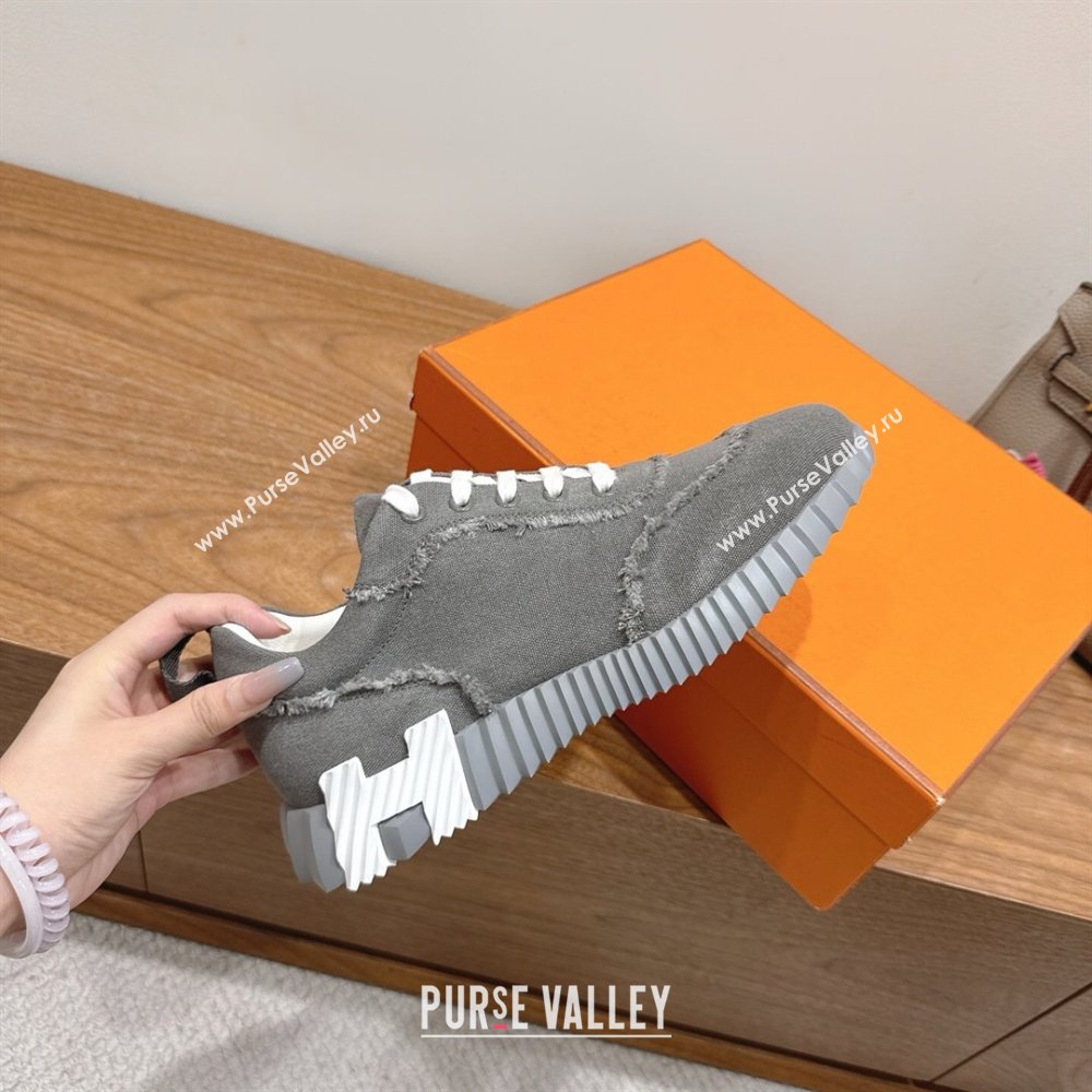 Hermes Bouncing Sneakers in Fringed H Canvas Dark Grey/White 2025 1222 (MD-251222052)