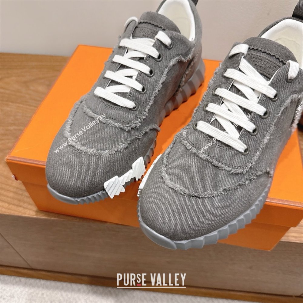 Hermes Bouncing Sneakers in Fringed H Canvas Dark Grey/White 2025 1222 (MD-251222052)