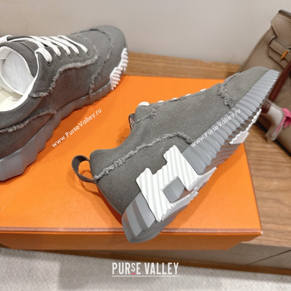 Hermes Bouncing Sneakers in Fringed H Canvas Dark Grey/White 2025 1222 (MD-251222052)