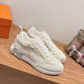 Hermes Bouncing Sneakers in Fringed H Canvas Light Beige/Grey 2025 1222 (MD-251222053)