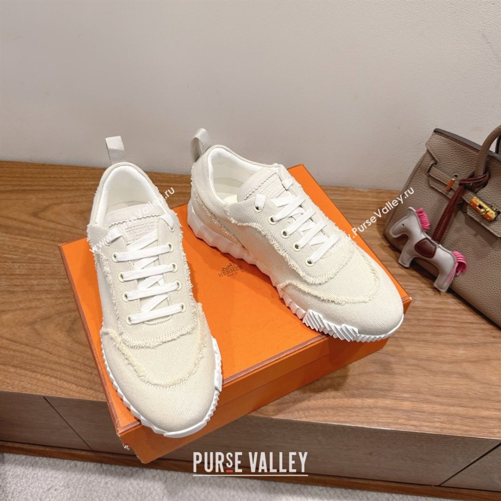 Hermes Bouncing Sneakers in Fringed H Canvas Light Beige/Grey 2025 1222 (MD-251222053)
