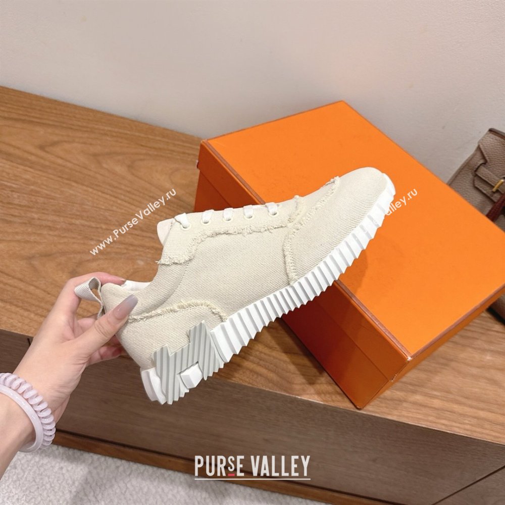 Hermes Bouncing Sneakers in Fringed H Canvas Light Beige/Grey 2025 1222 (MD-251222053)
